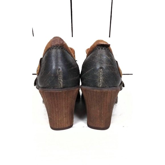 London Underground chunky wooden suede leather clog shoe - Picture 5 of 6